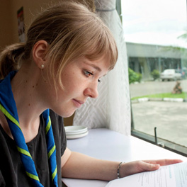 Woman reviewing documents