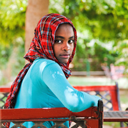Woman sitting on a bench
