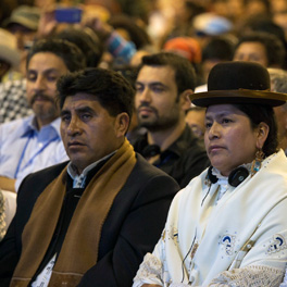Man and woman at conference